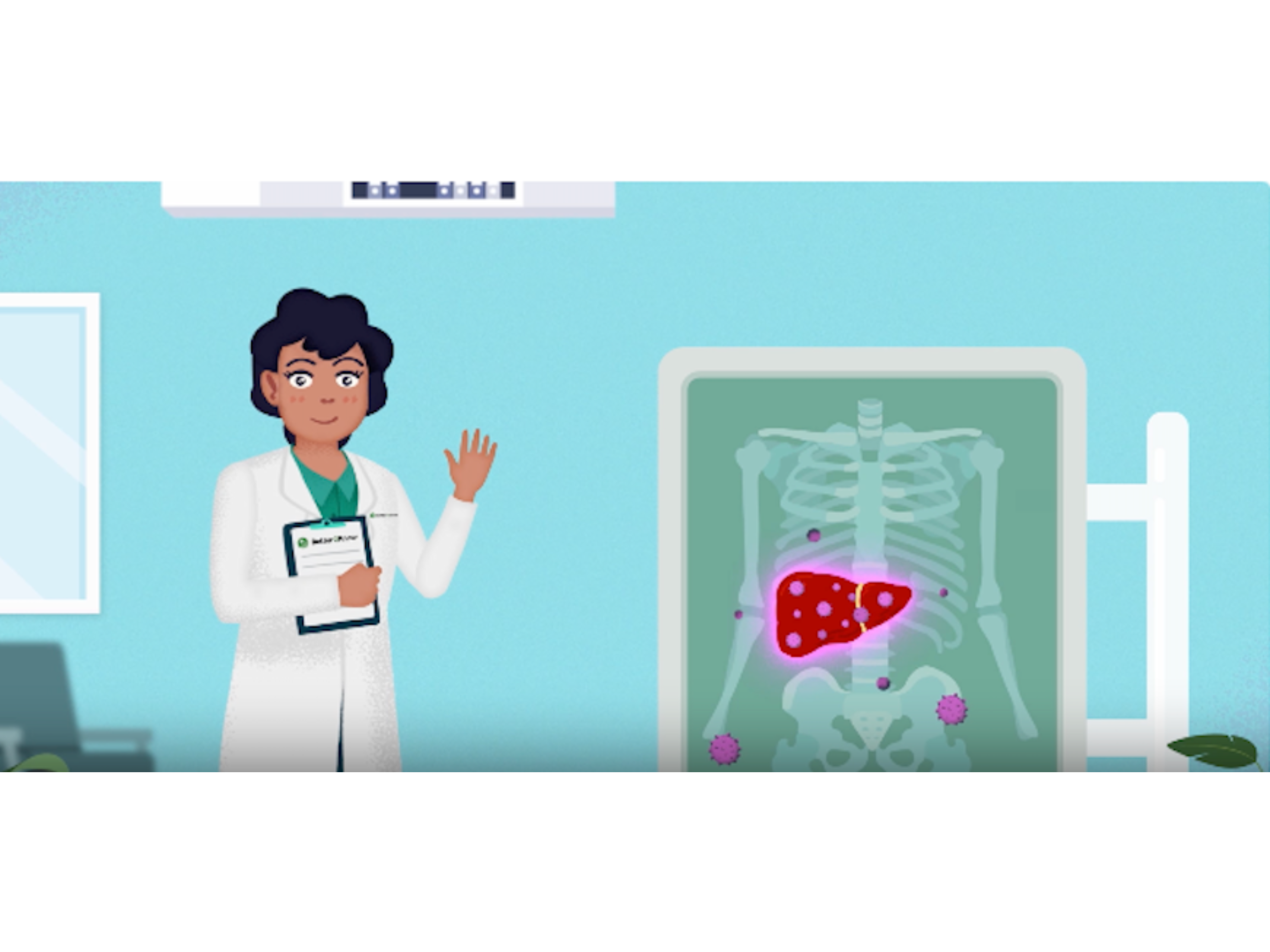 animated doctor showing infection