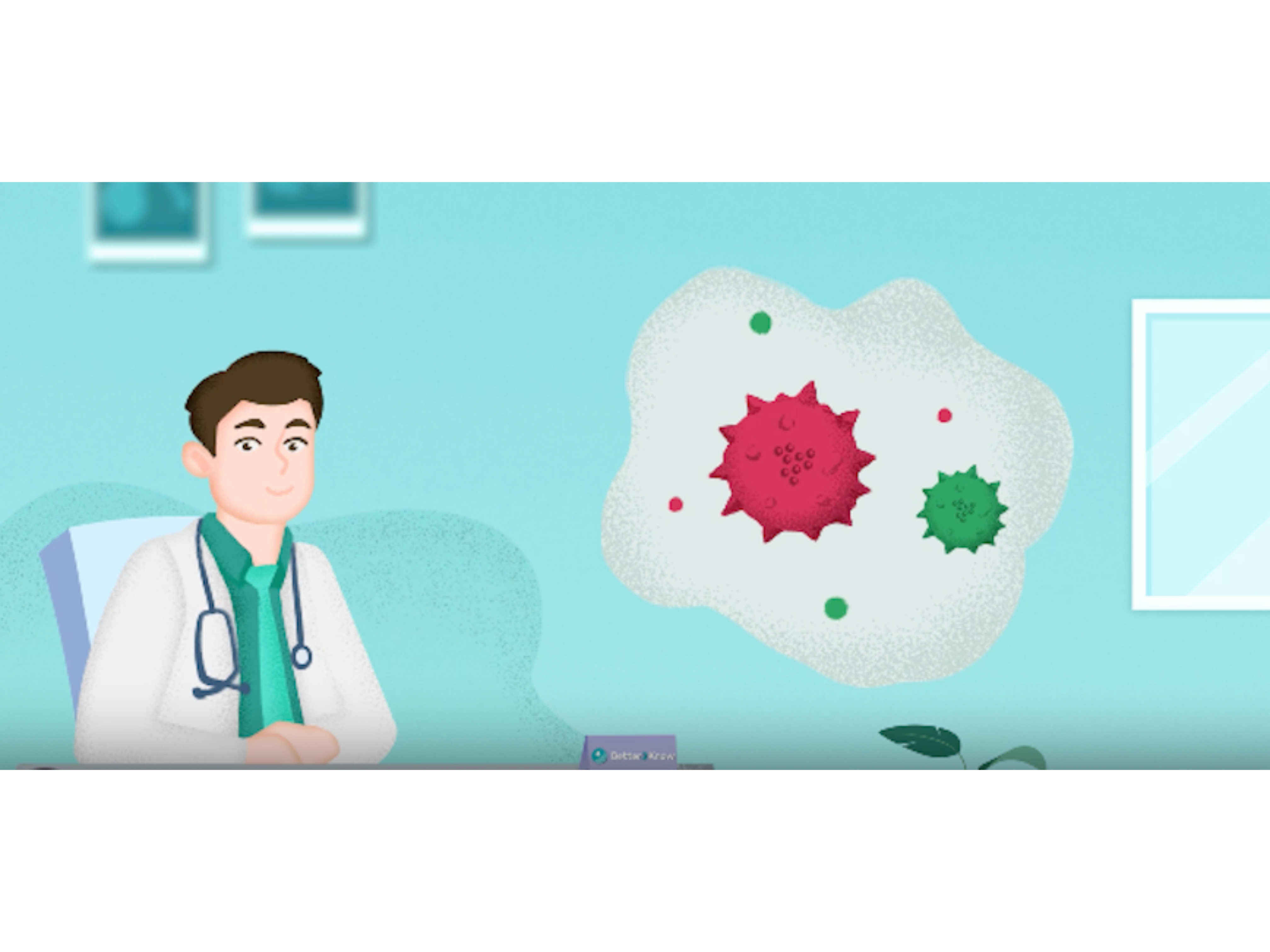 animated doctor with virus cells