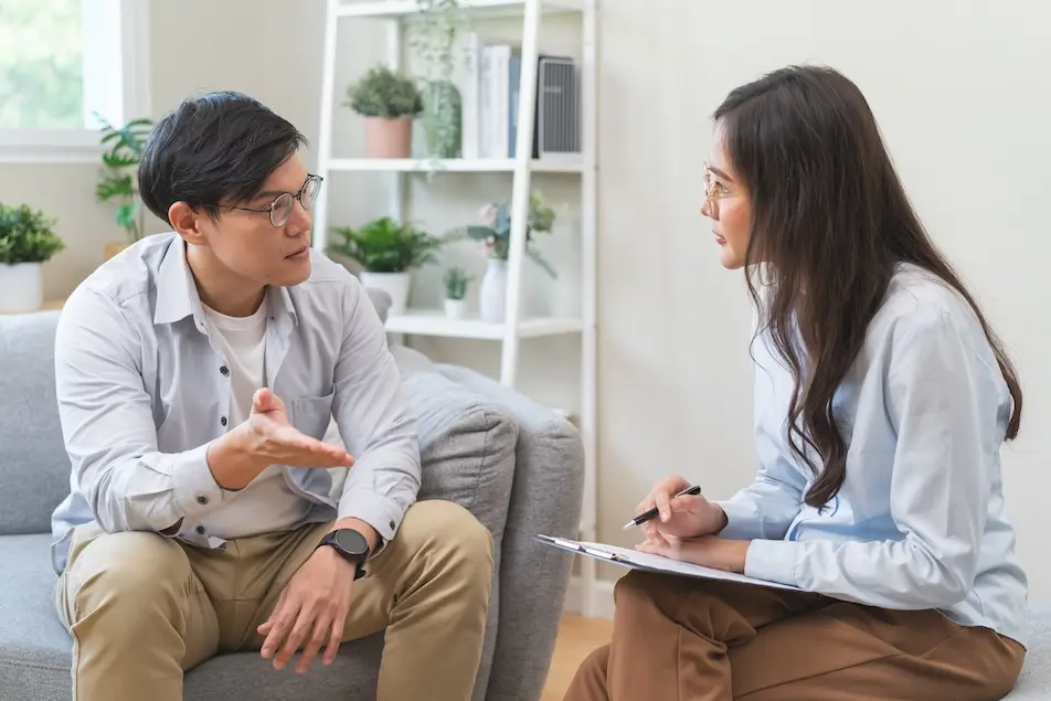 Doctor and male patient consultation