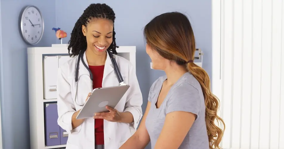 Doctor and female patient consultation