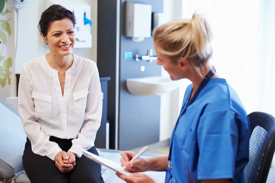 Female nurse and patient