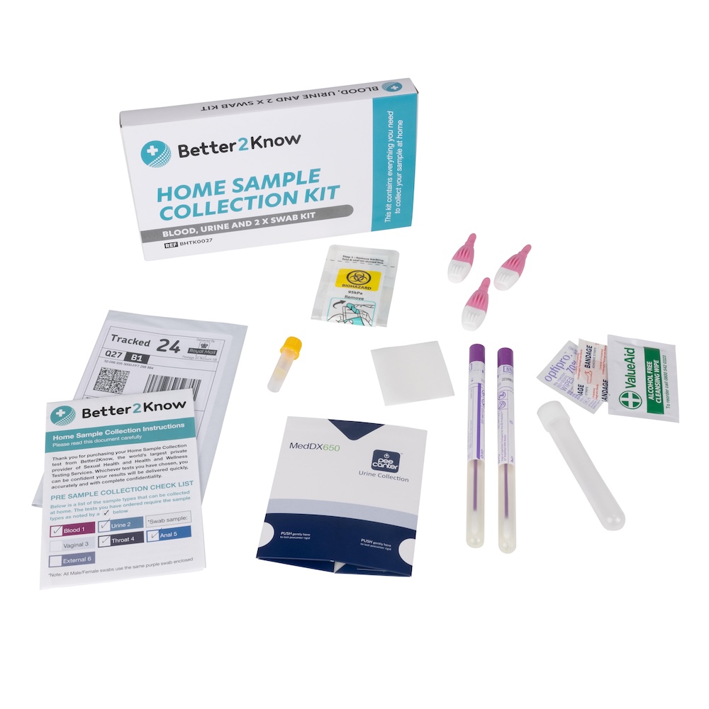 blood urine and two swabs kit components