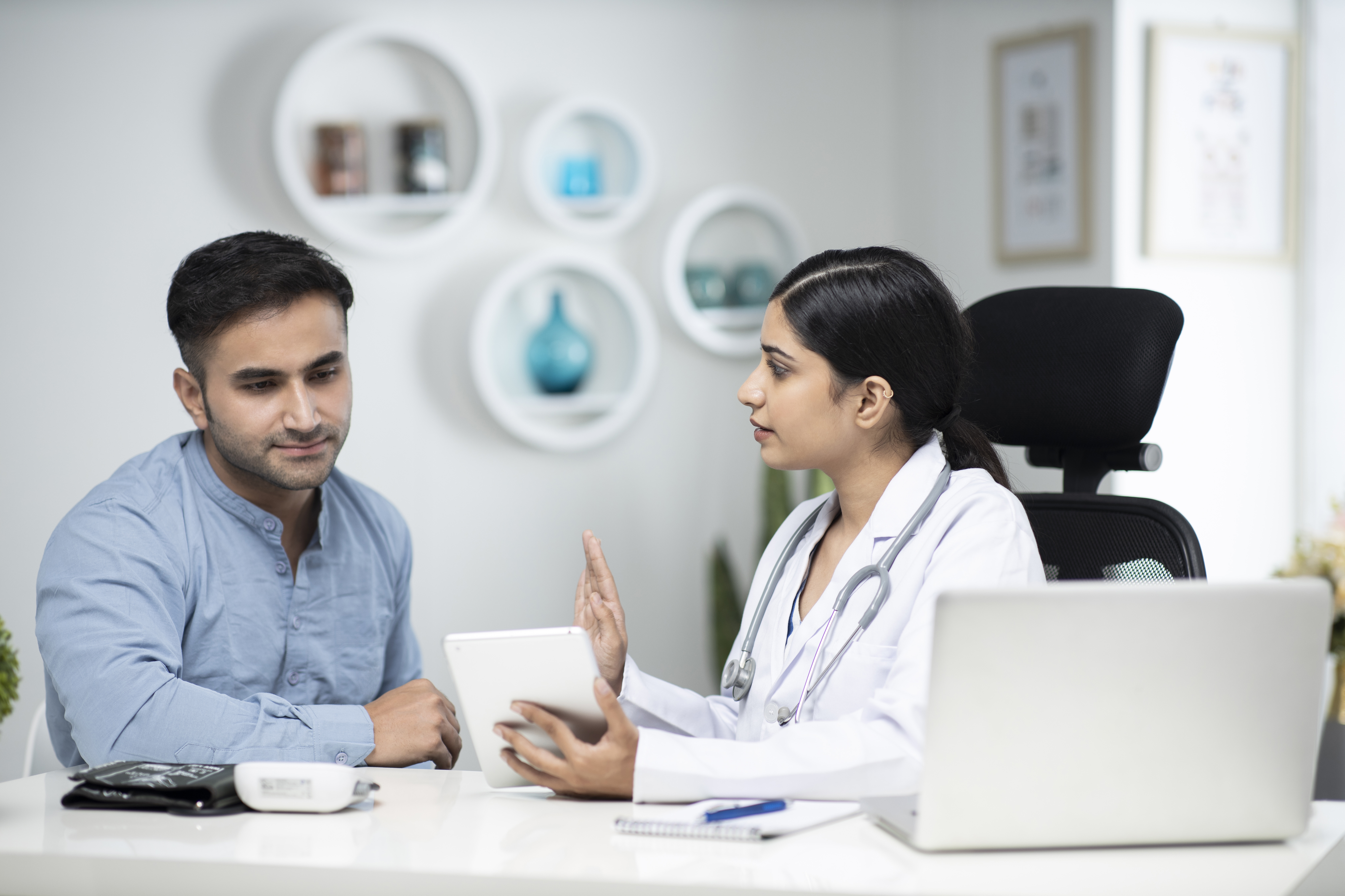 Doctor explaining tests